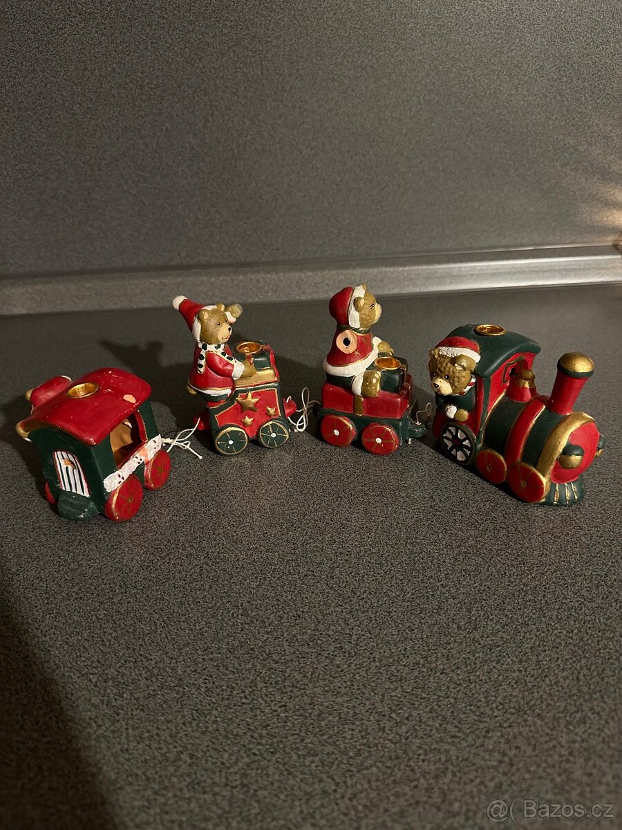 Dekorační, keramický, vláček na svíčky - 2