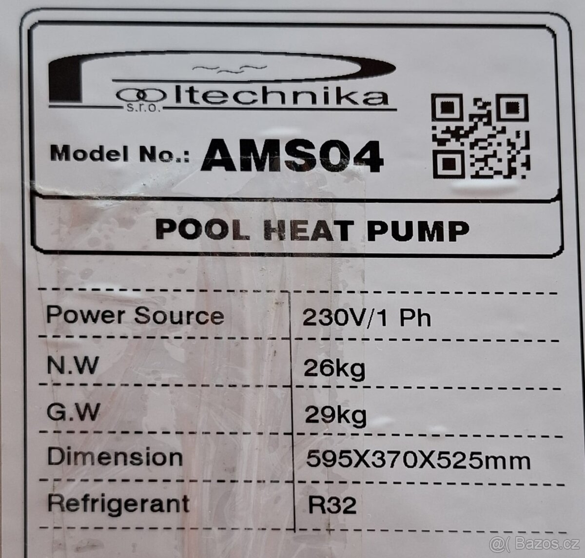 Tepelné čerpadlo k bazénu FUEGO AMS04 3.5kW - nové, v záruce - 2
