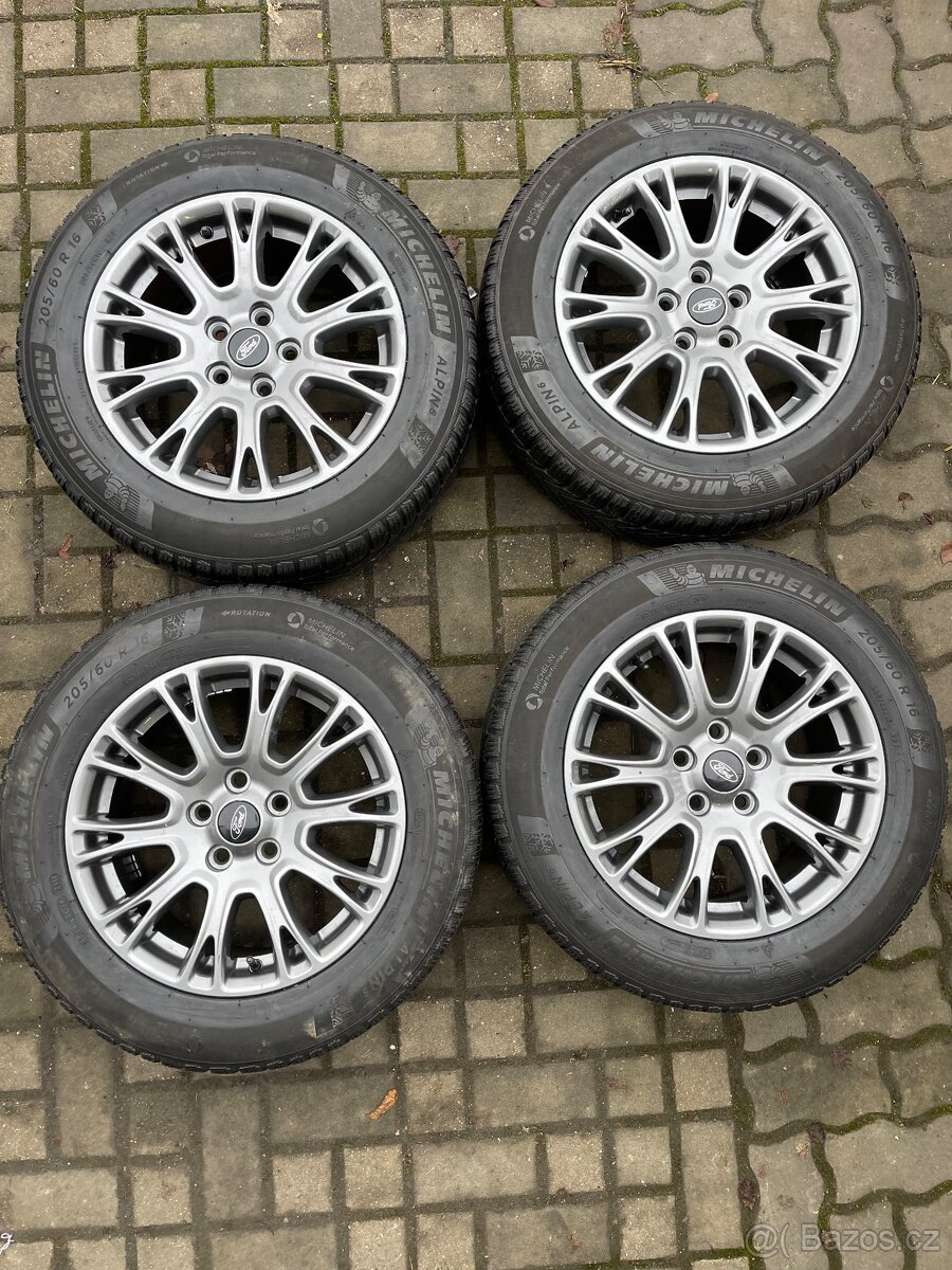 ORIGINÁL Alu Ford R16, 5x108 - TOP STAV, ZIMNÍ PNEU - 2