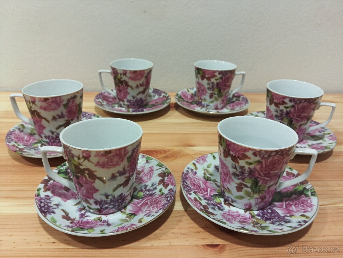 Čajový - kávový servis Růže 12ks - 2