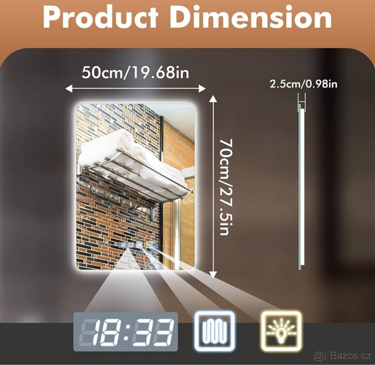 Koupelnové zrcadlo 500x700 mm - 2