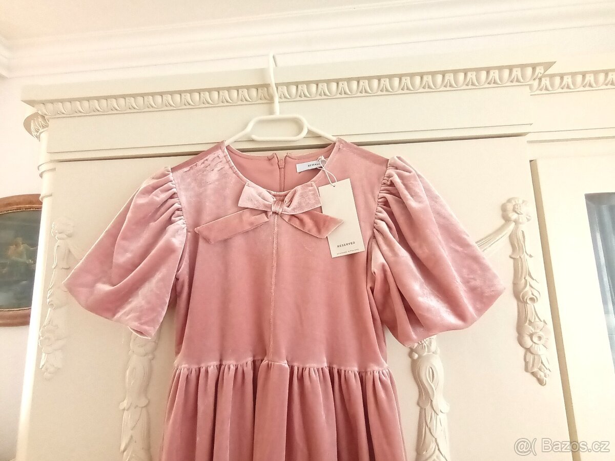 Nové sametové starorůžové šaty Reserved 140 - 2