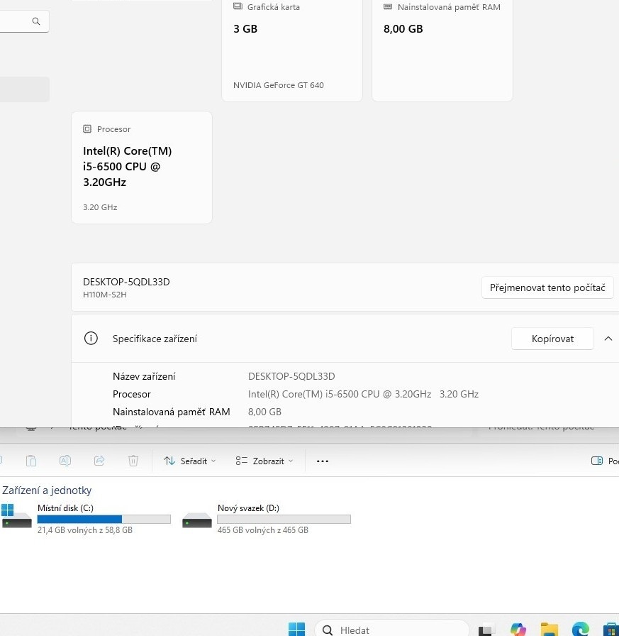 PC Intel i5 6500/DDR4/SSD+SSHD/GT640 3GB + LCD - 2