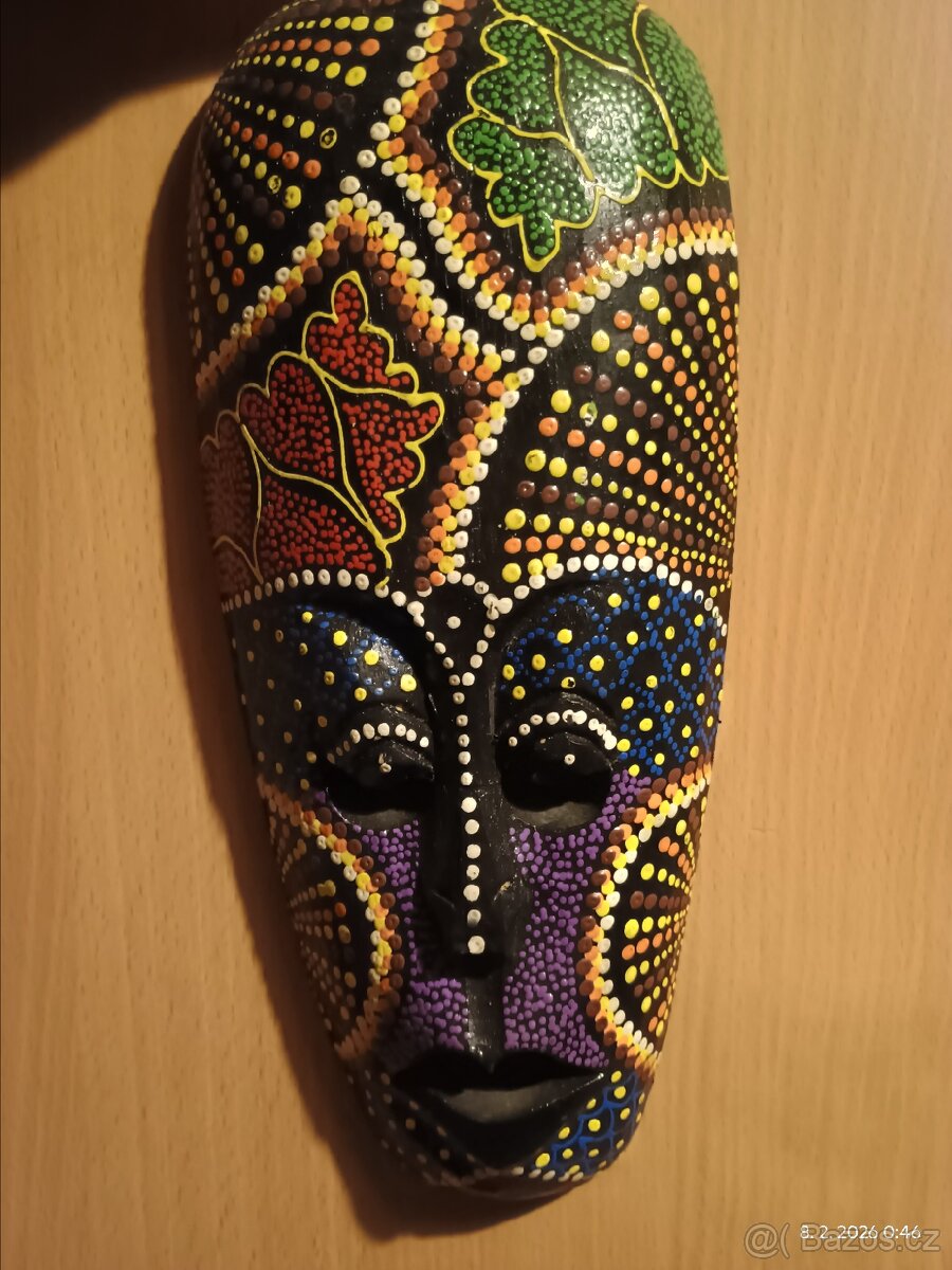 Dřevěná dekorace maska - 2