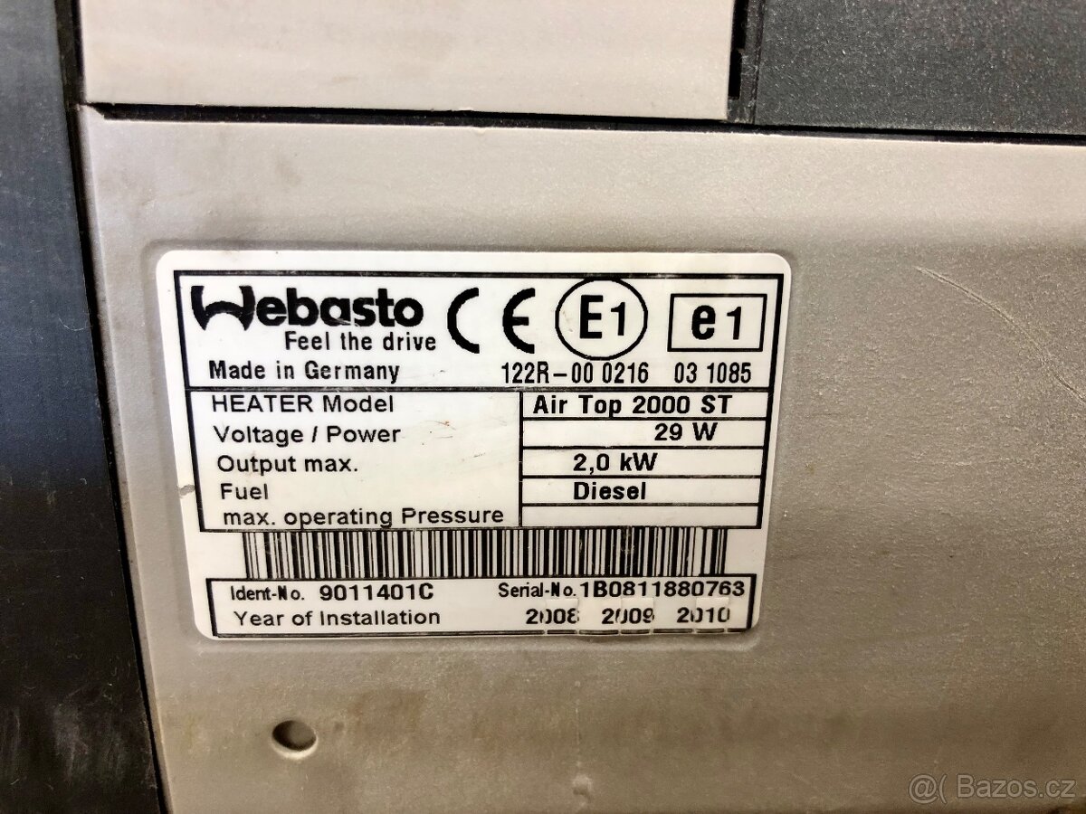 nezávislé horkovzdušné topení Webasto 2000 ST - 2