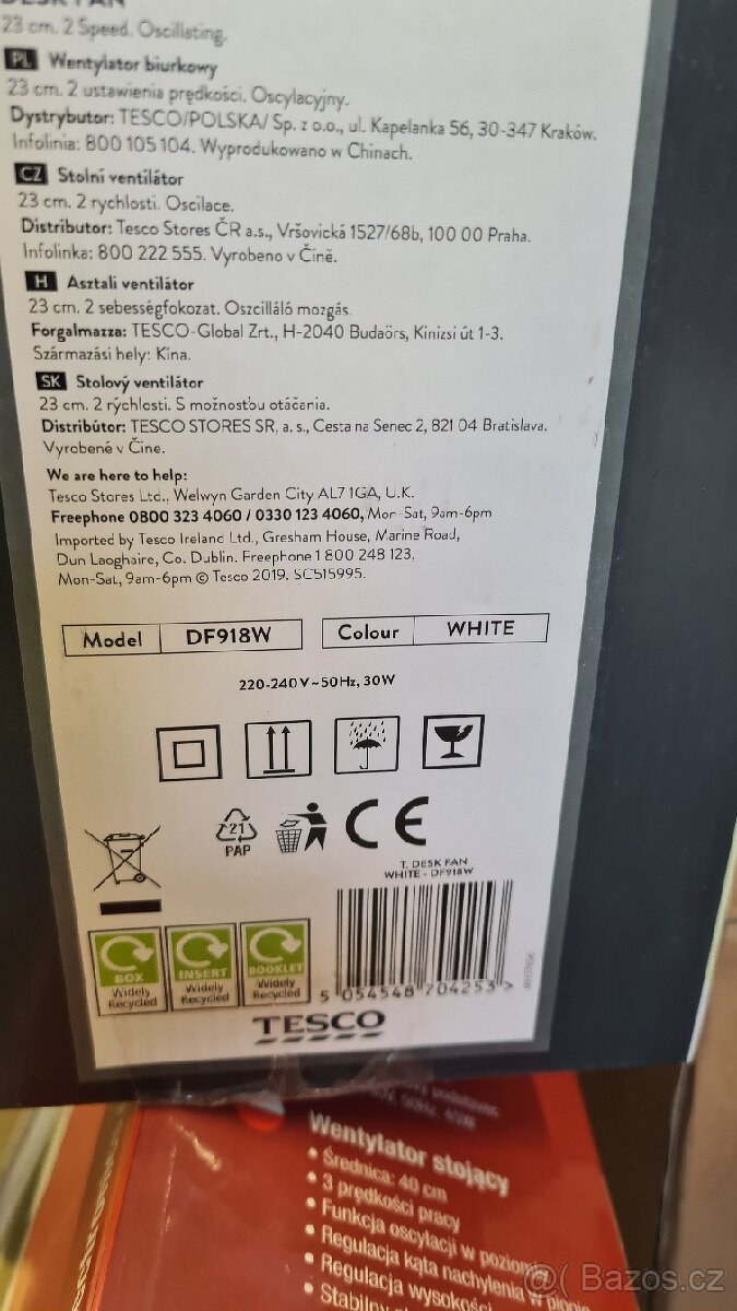 ventilator stolni Tesco DF918W NOVY - 2