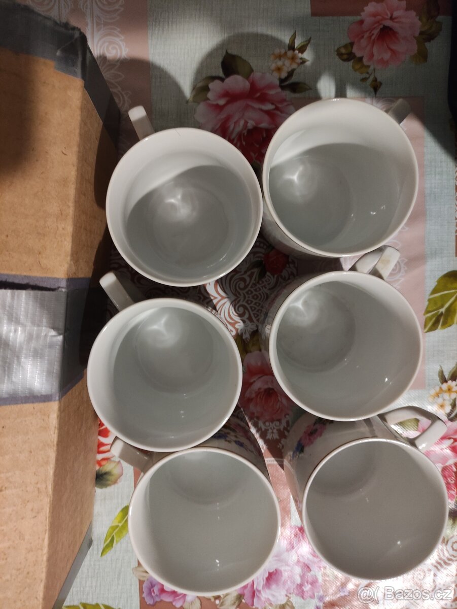 Retro hrnky, značené, květinový dekor - 2