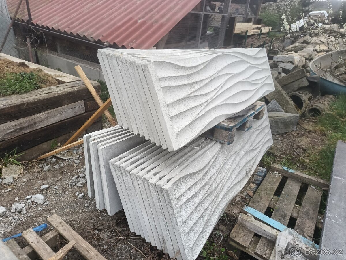 Betonový plot / deska vzor vlna - bezpórovité - 2