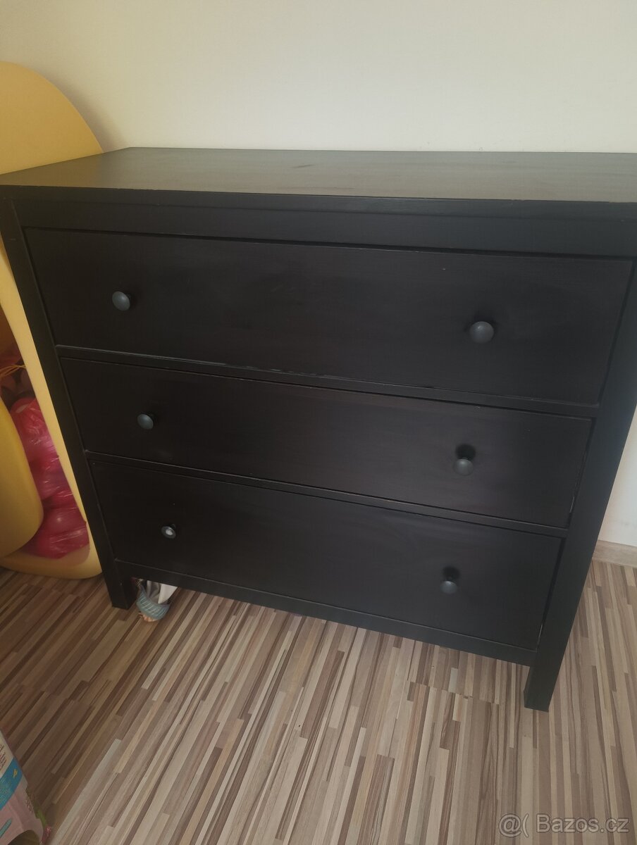 Komoda Hemnes černohnědé mořidlo 108x96 cm - 2