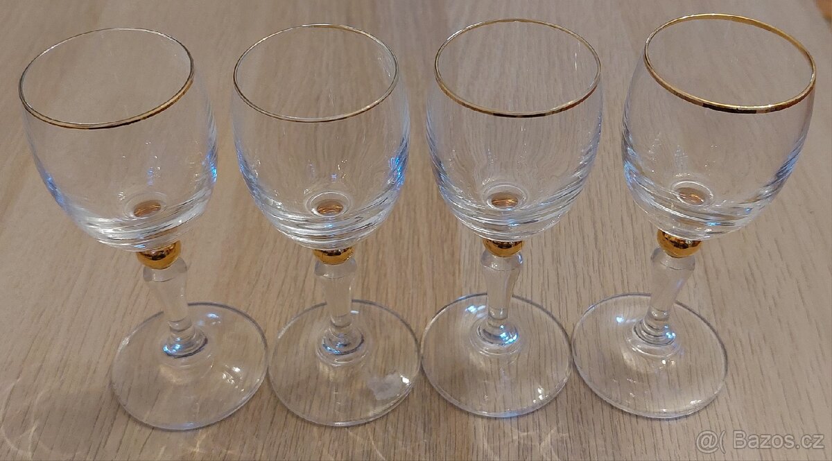 Set čtyř likérových skleniček se zlacením - 2