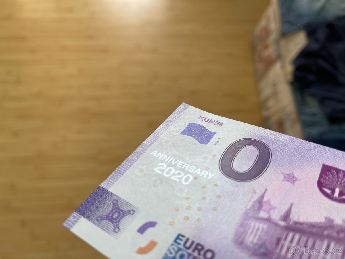 0 eurosouvenir bankovka Kunín - výroční přítisk - 2