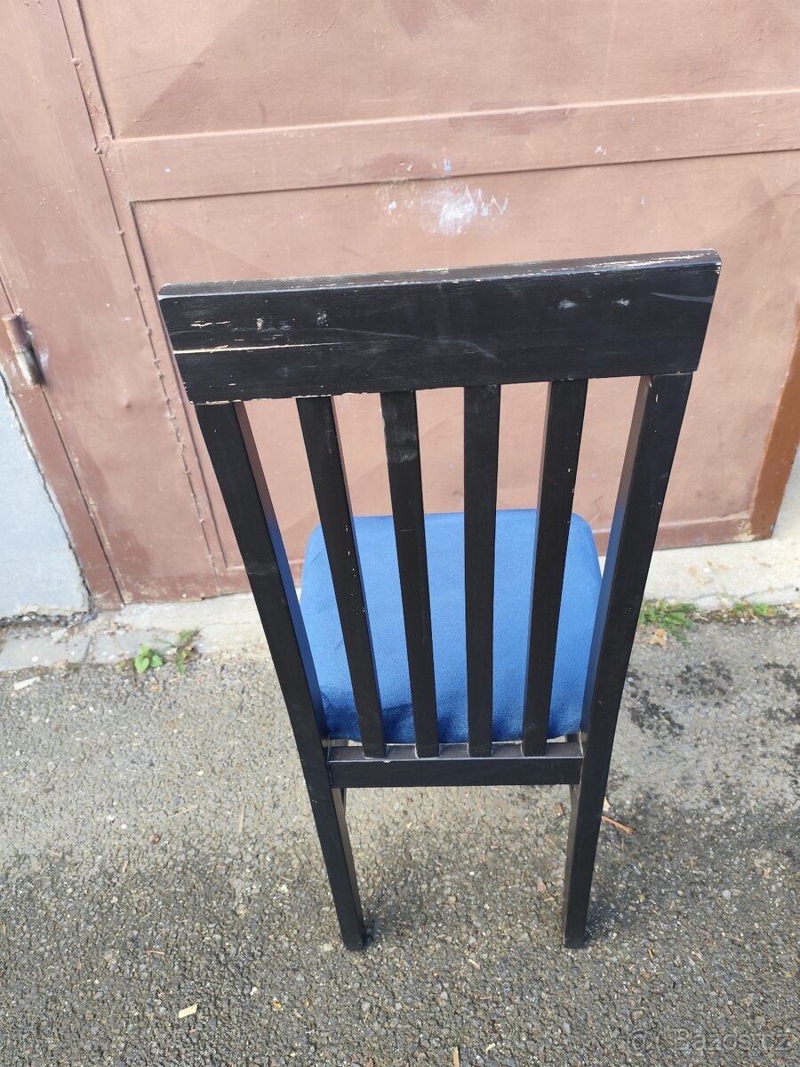 Jídelní židle modré polstrování - 2