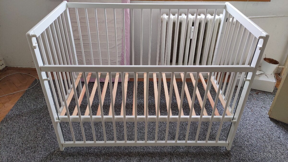 Dětská postýlka-bílá 120 x 60 cm, s matrací - 2