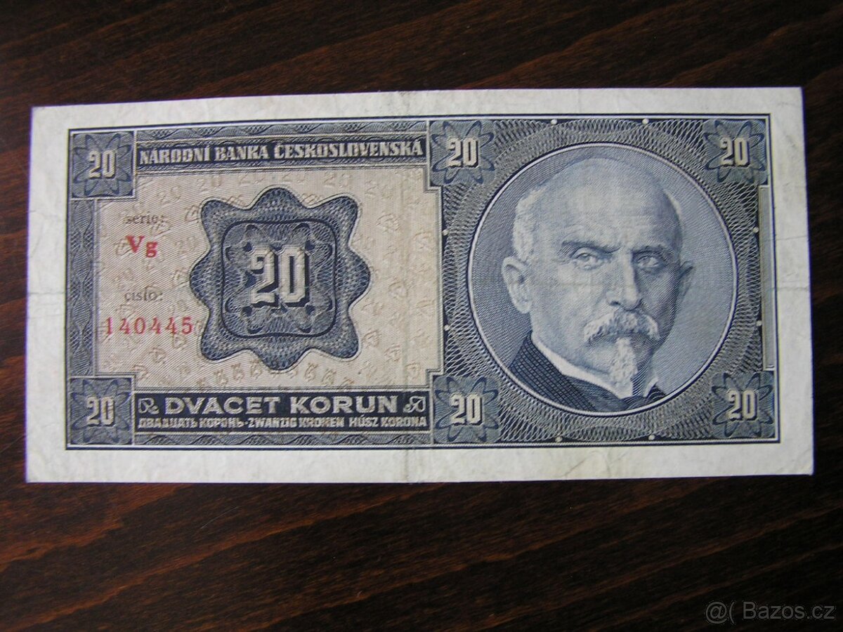 ČESKOSLOVENSKÁ BANKOVKA: 20-KORÚN-1926 - 2