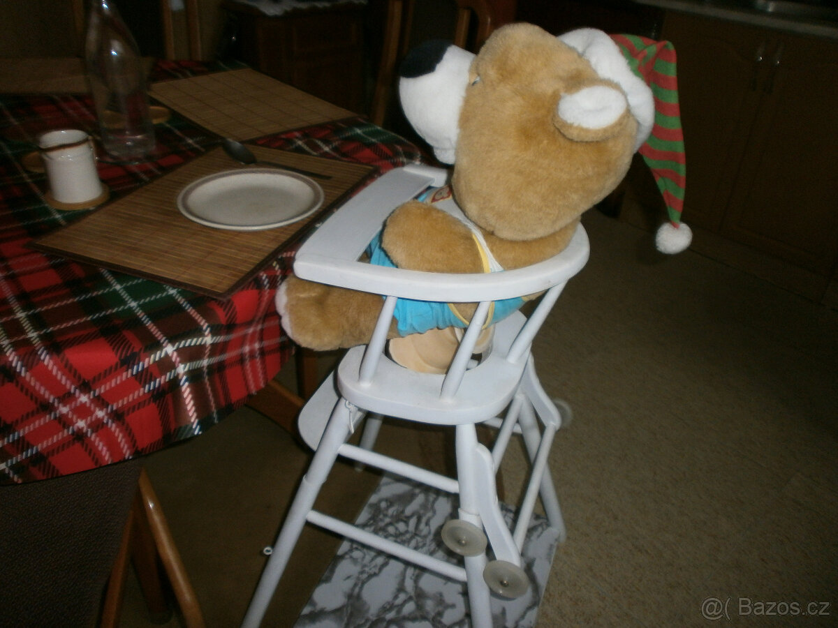 Retro dřevěná - dětská rozkládací židlička a houpátko - 2