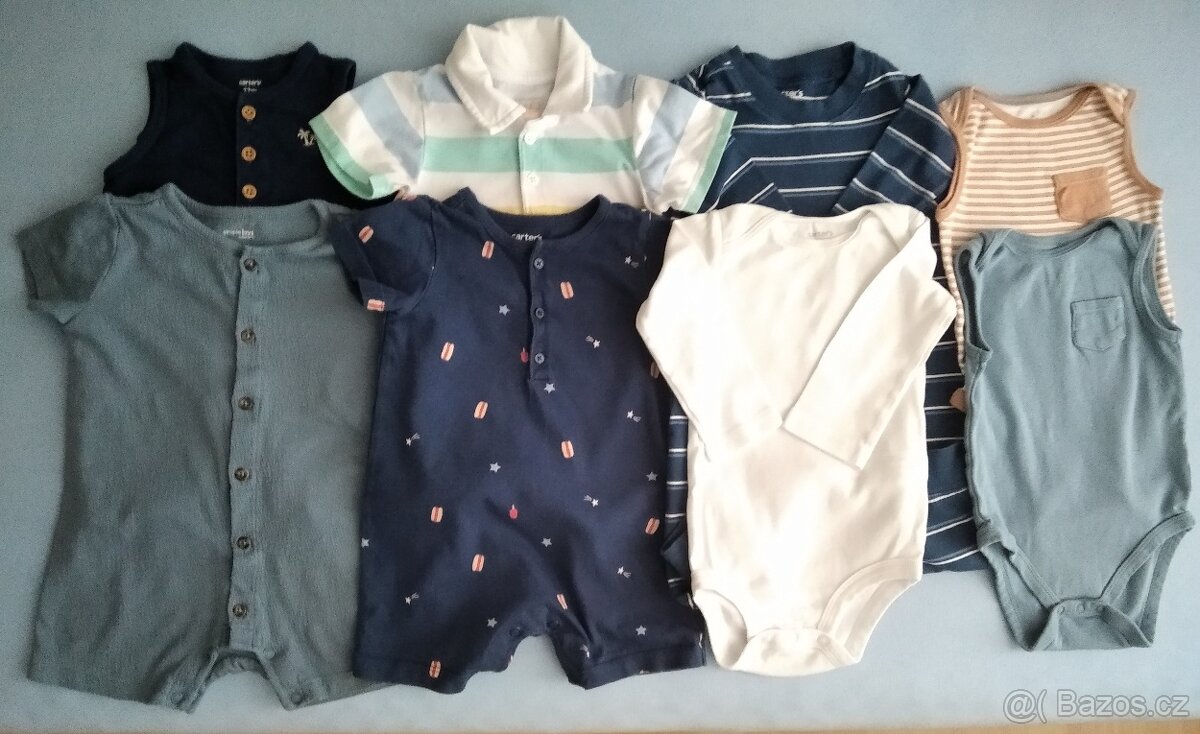 Chlapecké body+overaly - set 8 ks, na 9-12 měsíců - 2