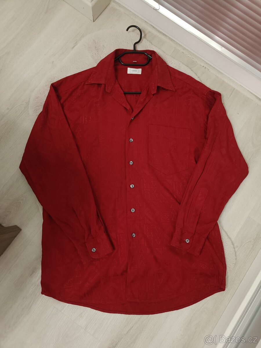 Pánská malinová vintage košile XL - 2