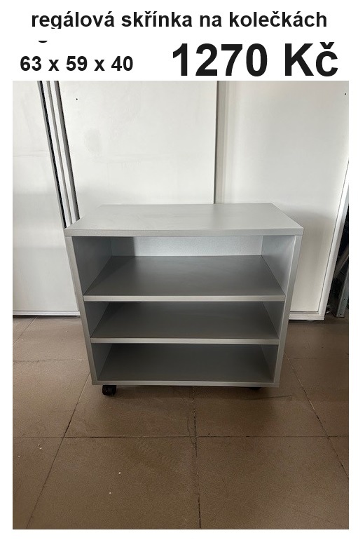 prodám šedé policové skřínky na kolečkách - 2