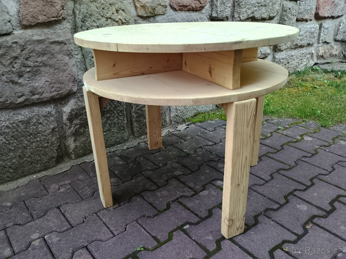 starý kulatý kávový stolek - 2