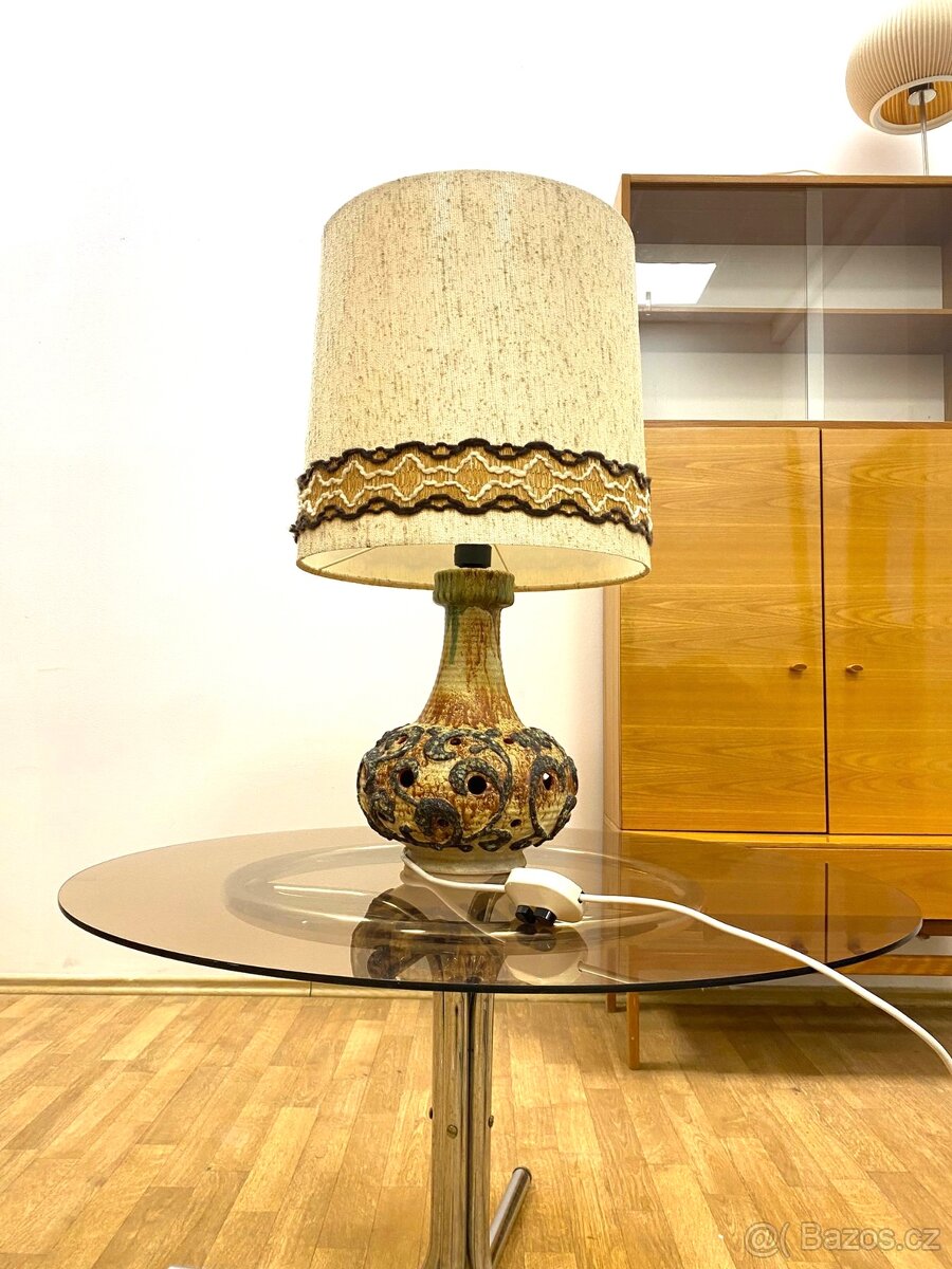 Retro velká lampa 70. léta keramika - 2