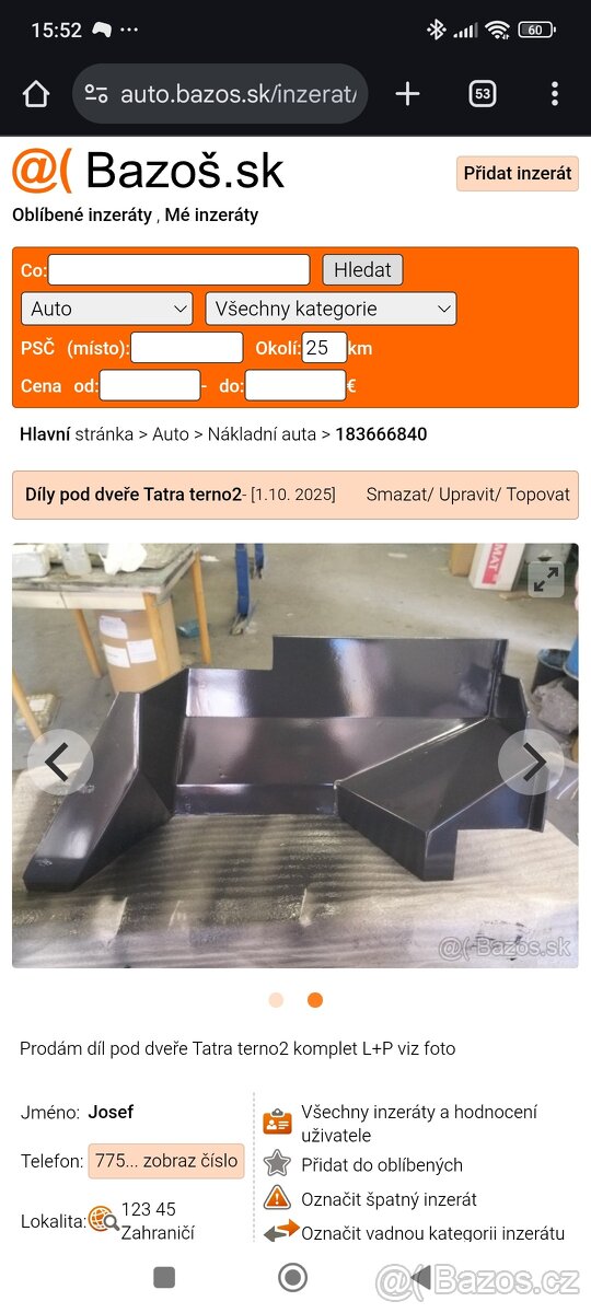 Díl pod dveře Tatra terno - 2