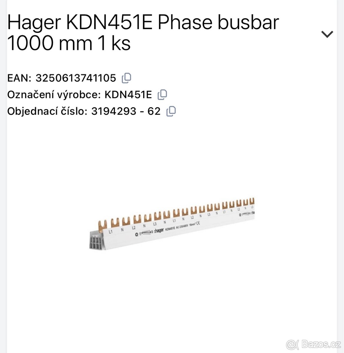 Propojovací listy Hager - 2