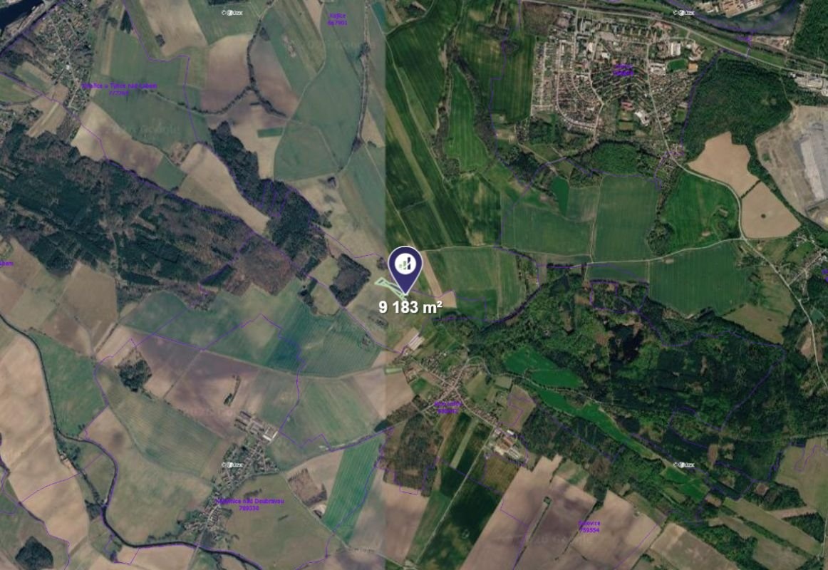 Prodej podílu 7/8 pole 7 567 m², Týnec nad Labem – pohled 2