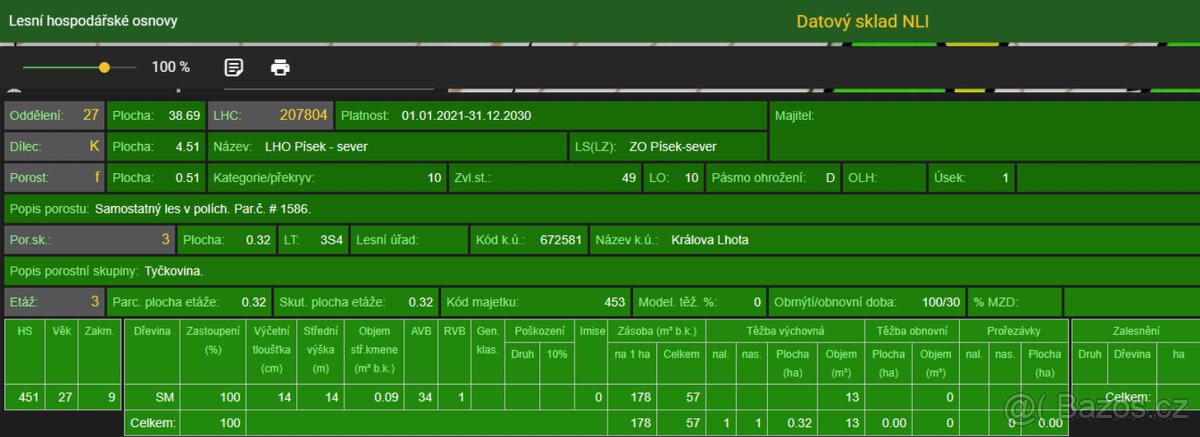 Prodám lesní pozemek v k.ú. Králova Lhota - 2
