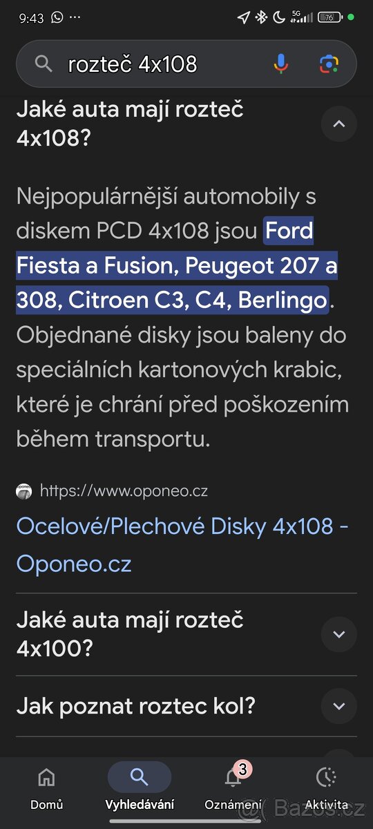 Kola elektrony Citroen 108x4 - 2