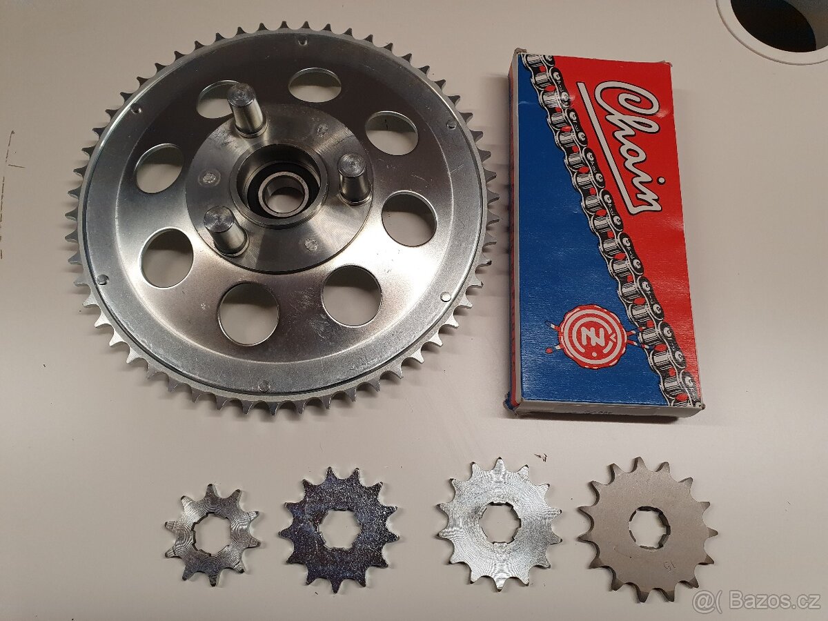 Jawa 50 pionýr rozeta s ložiskem, řetěz, kolečka - 2
