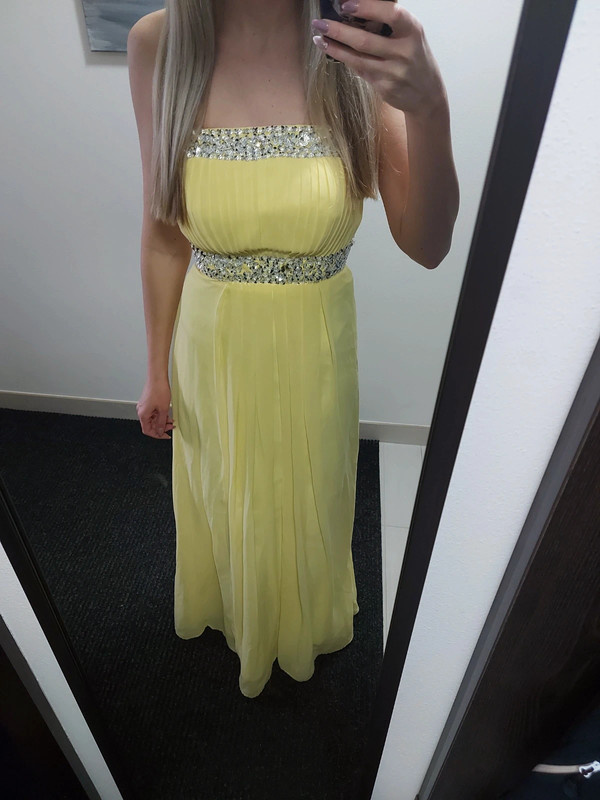 Dlouhe pastelove zlute saty s flitry - 2
