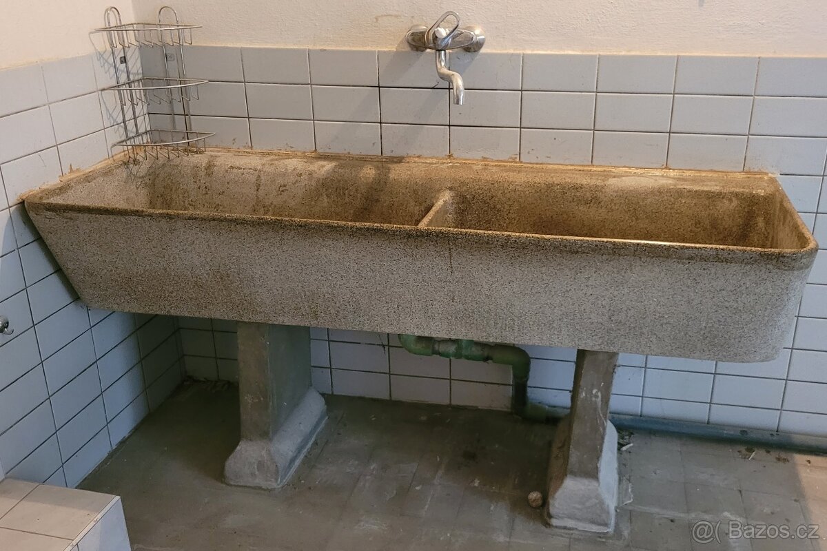 Dlouhý umývací RETRO betonový dřez - žlab z umělého kamene - 2