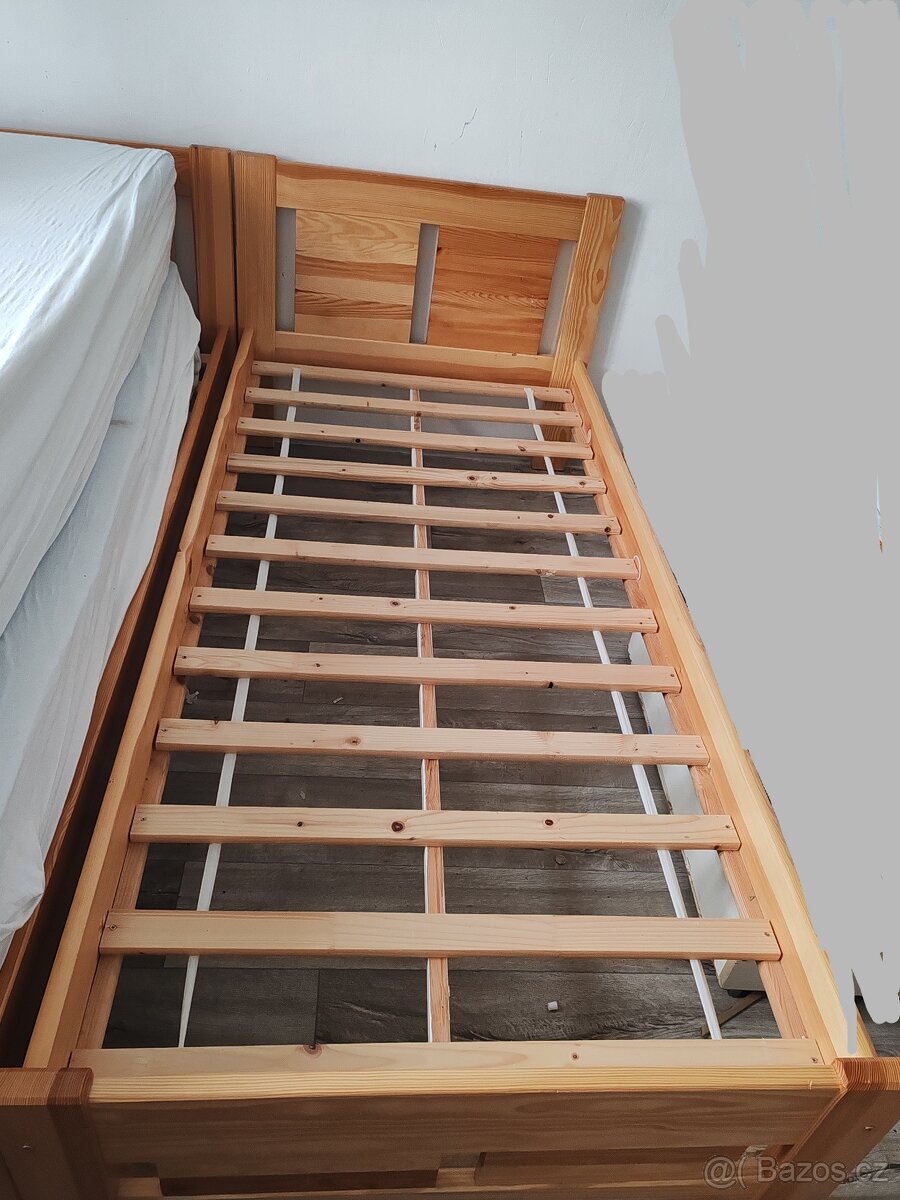 2x Drevena postel 90 cm - 2