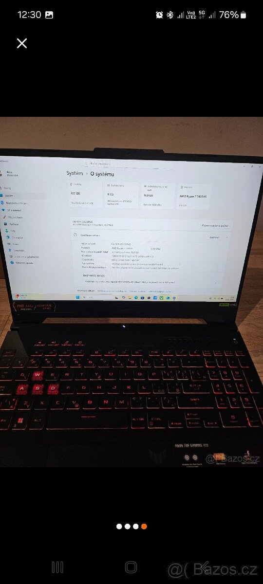 ASUS TUF A15 - R7/RTX4060 8GB 140W/DDR5 16GBRAM/512GB+DÁREK - 2