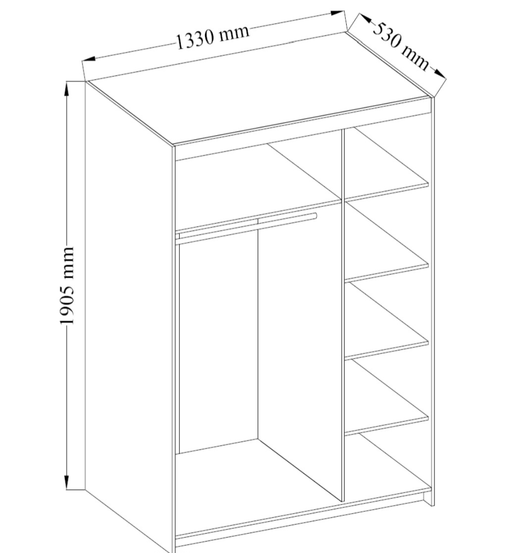 Šatní skříň 133cm dub sonoma - 2