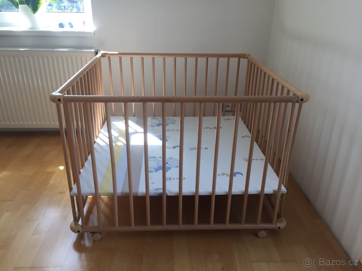 Dětská ohrádka 100x100 cm, masivní buk, Něm. kvalita,zánovní - 2