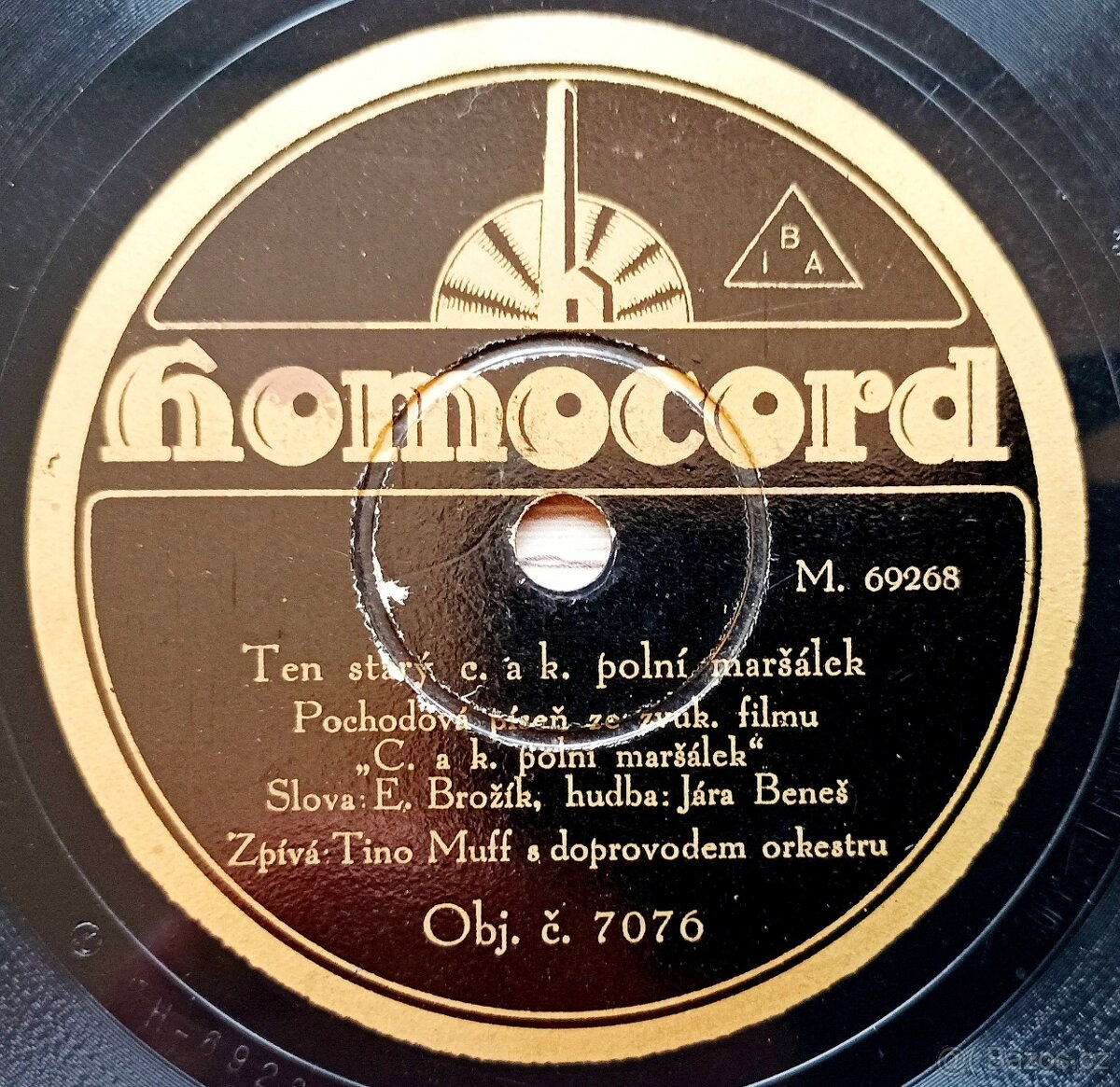 Starožitná šelaková gramodeska C. a K. polní maršálek - 2