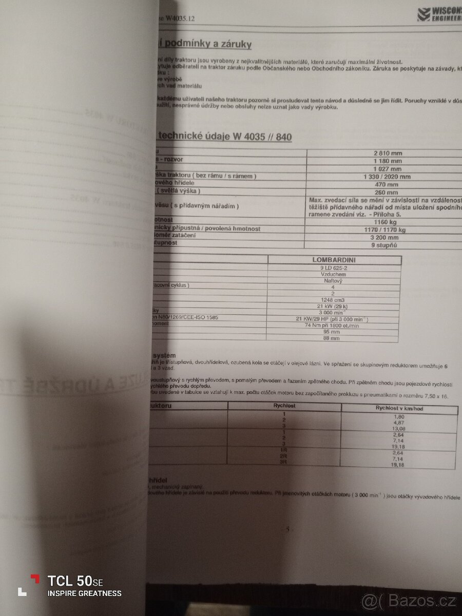 Wisconsin w4000 (farmář) , návod k obsluze. - 2
