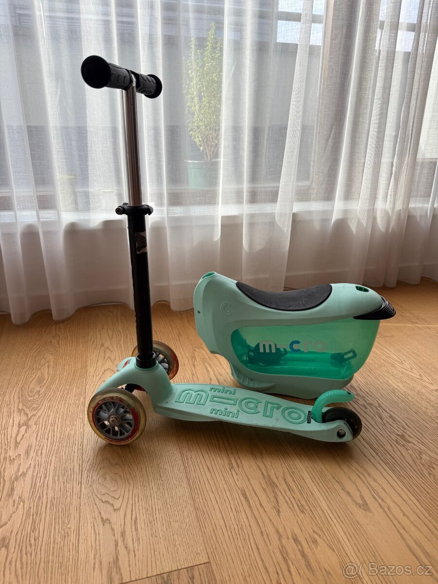 Dětská Micro koloběžka a Mini2go dětské odrážedlo 2v1 Deluxe - 2