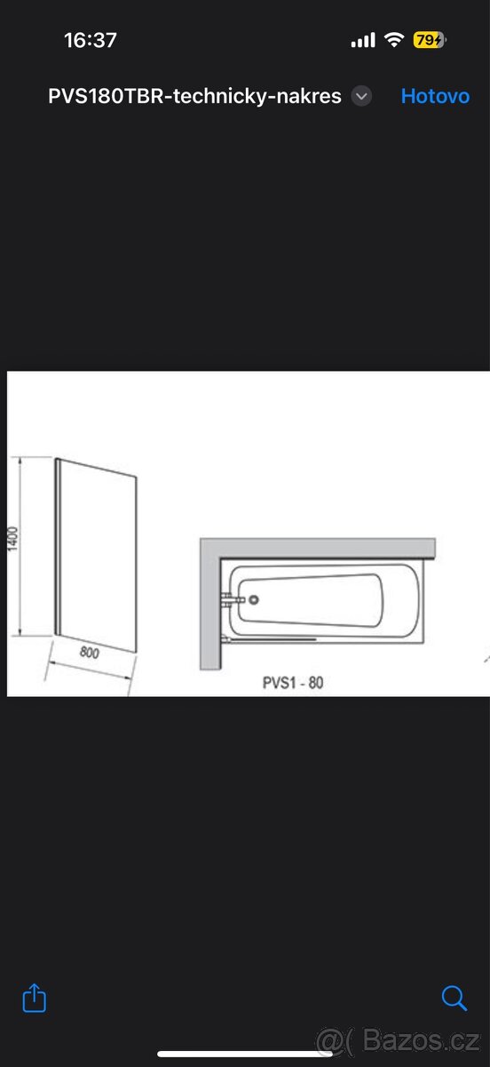Vanová zástěna Ravak Pivot 140x80 cm Bright Alu - 2