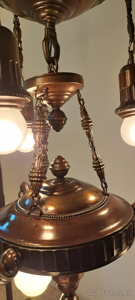 Starožitný secesní lustr, stropnice, secese - 2