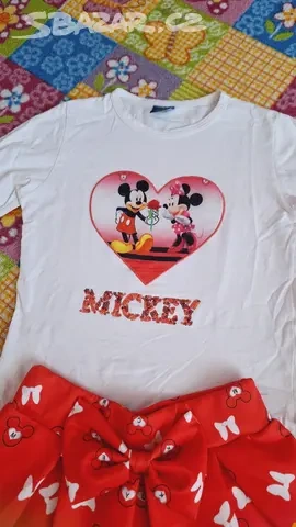 Dětská sukně s tričkem,kabelka,čelenka Minnie 134 - 2