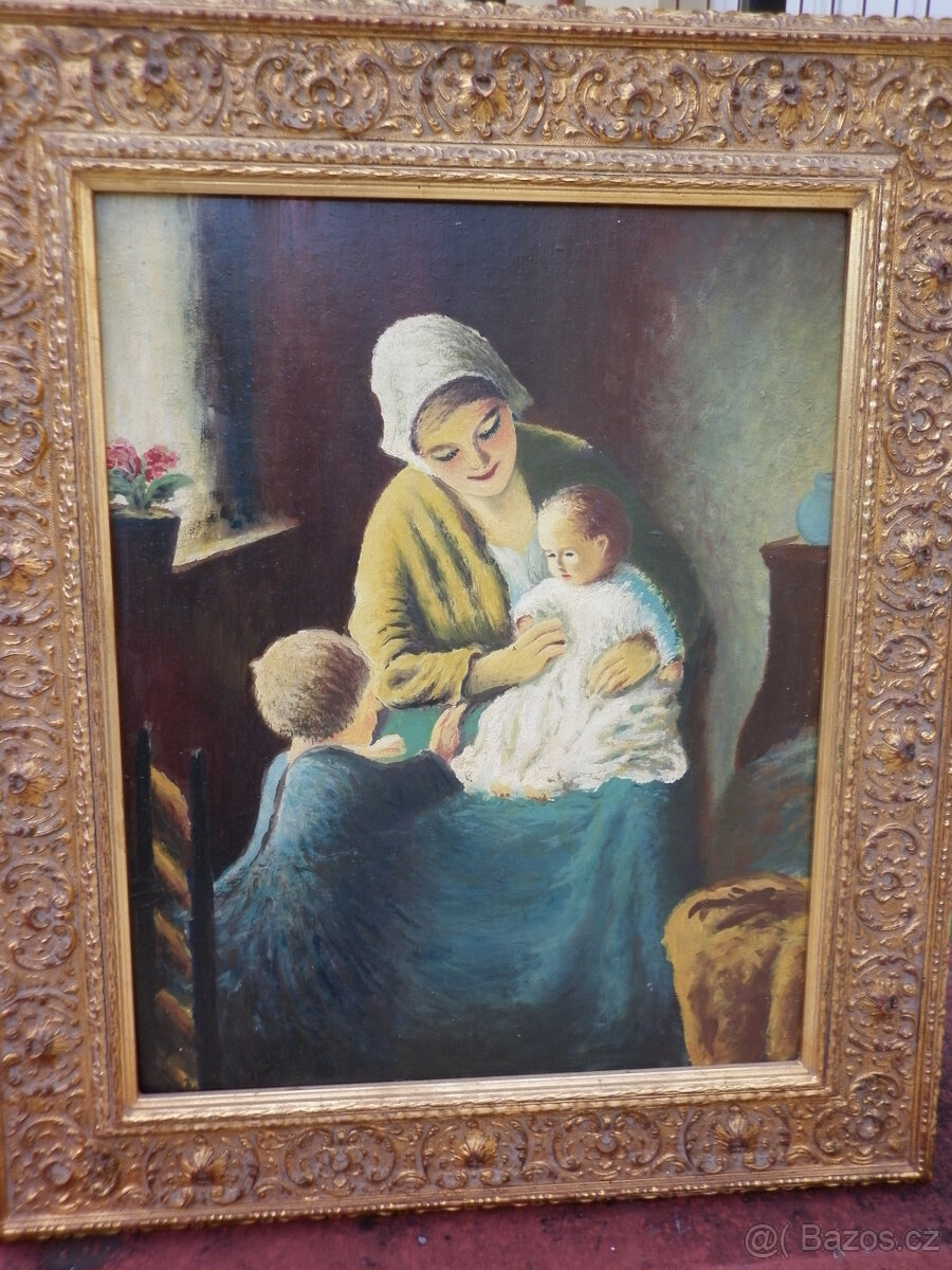 Starý obraz-Matka s dětmi - 2