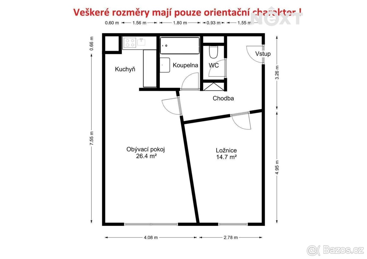 Pronájem byt 2+kk, 58㎡ - 2