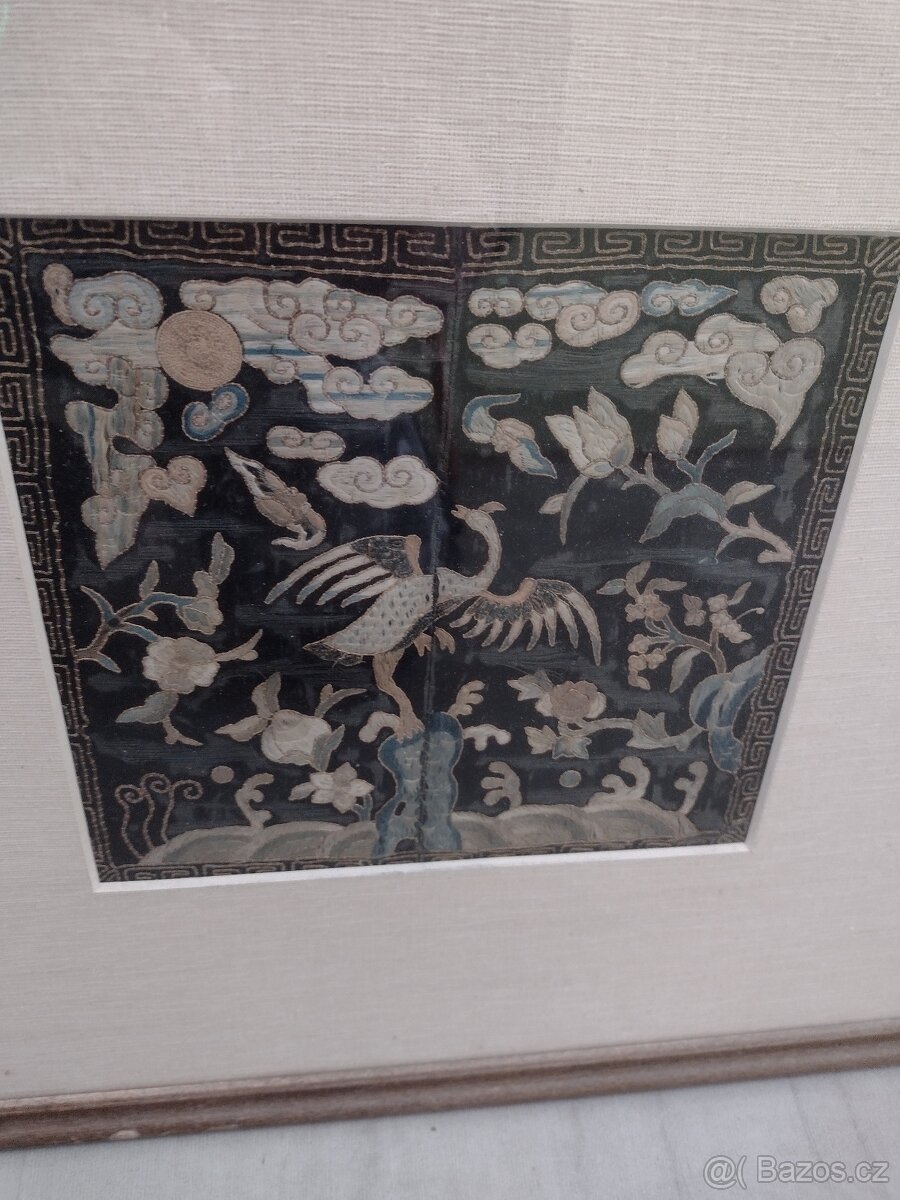 Čínská starožitná výšivka - odznak - 2