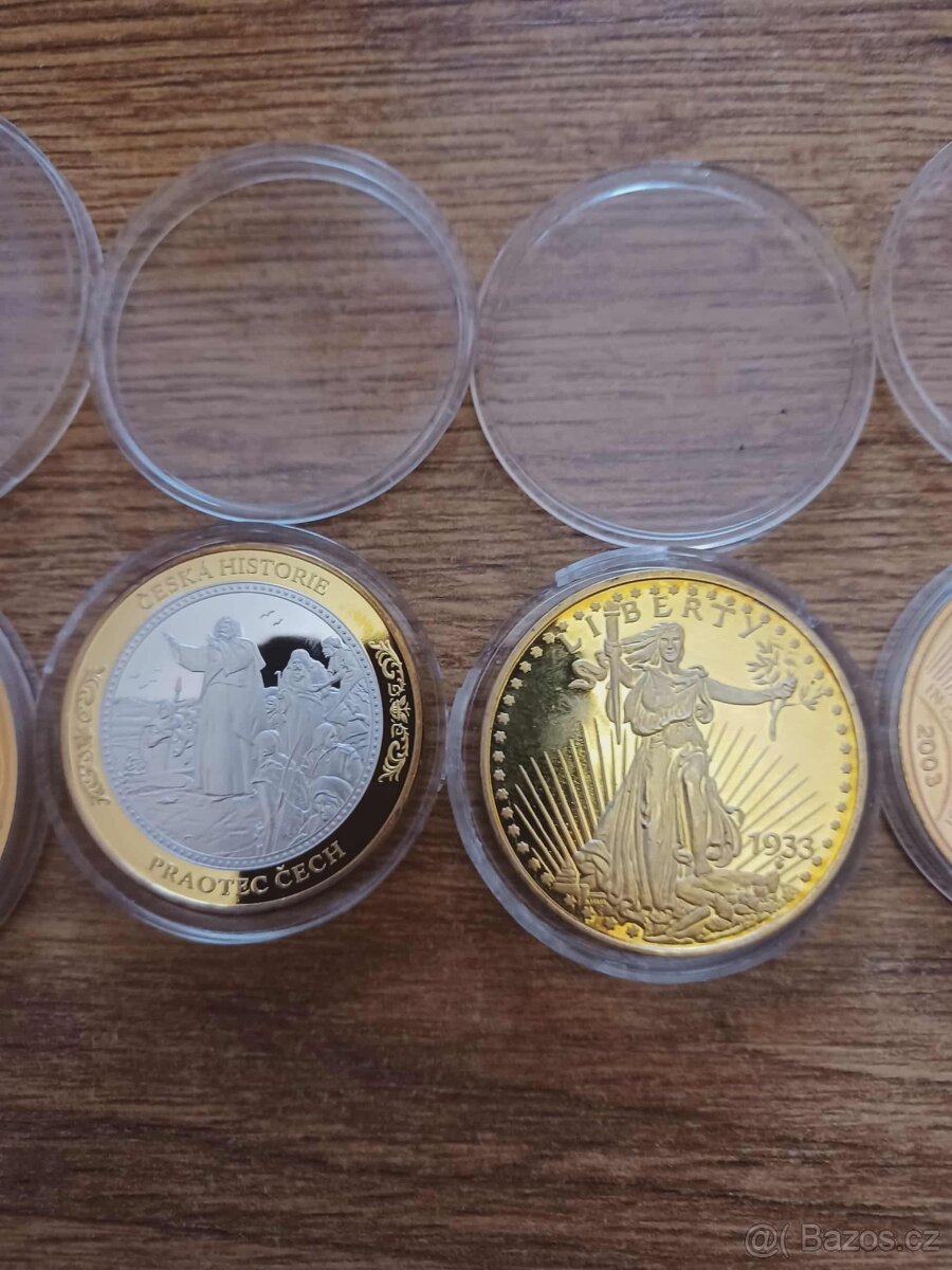 Pamětní mince zlacené..4ks - 2