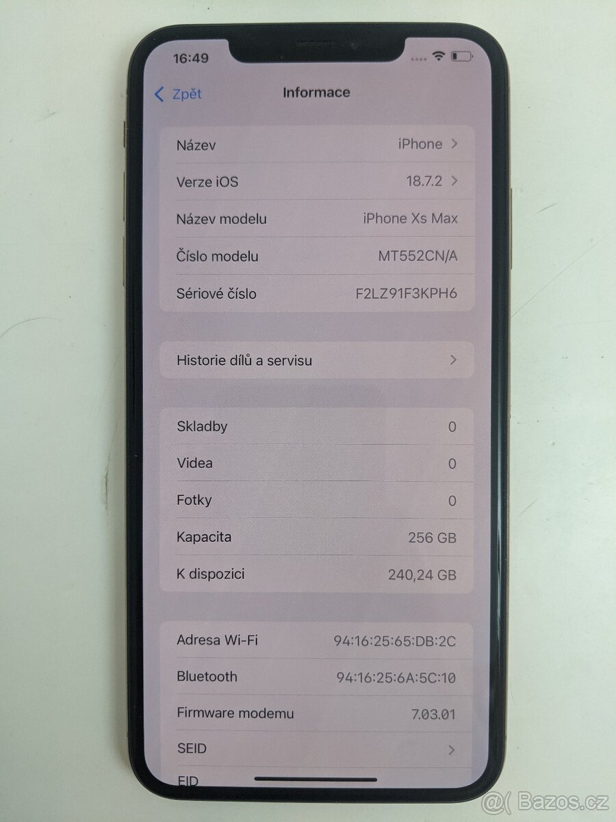 iPhone XS Max 256gb gold. Baterie 100%. Záruka 6 měsíců - 2