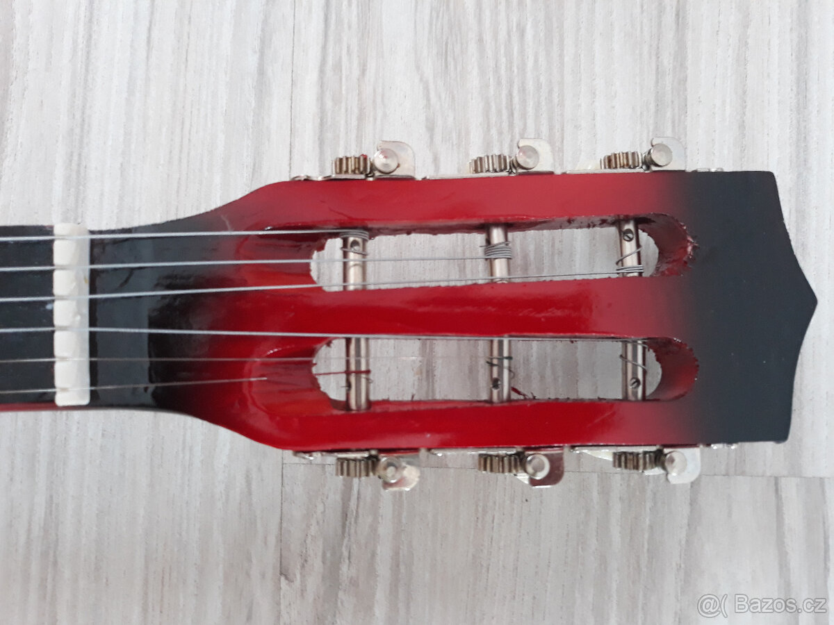 Kytara akustická 3/4, velká, délka 99cm, barva vínová - 2