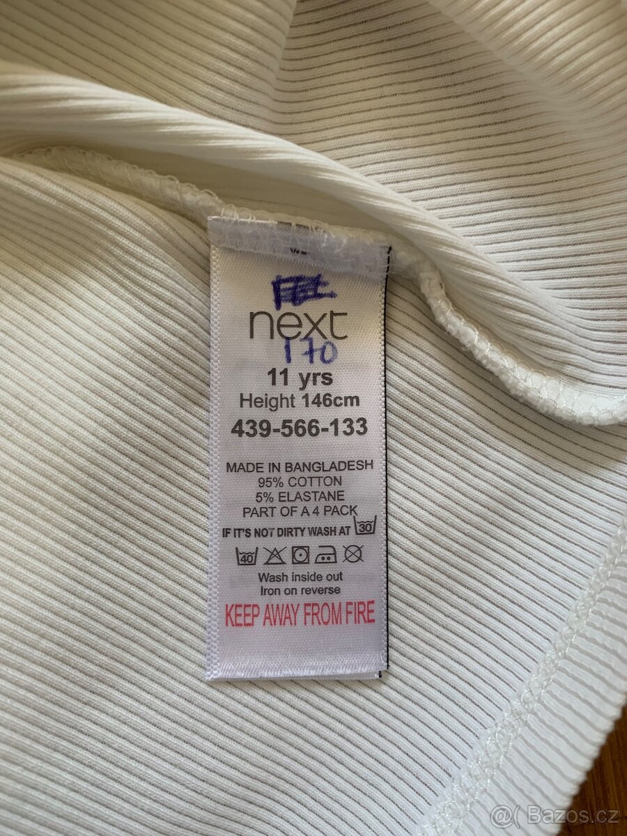 Bílé žebrované tílko Next 11 let - 2