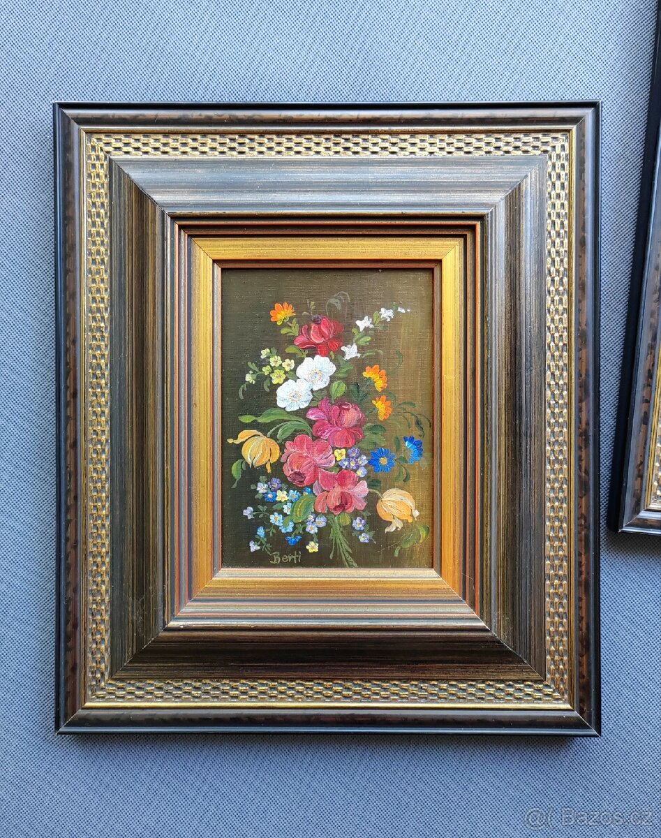 Originální olejová malba "Zátiší s polními květinami" - 2